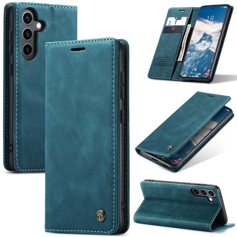 CaseMe Slim Lommebokveske Samsung Galaxy S24 FE Blå - Tynt mobildeksel med lommebok