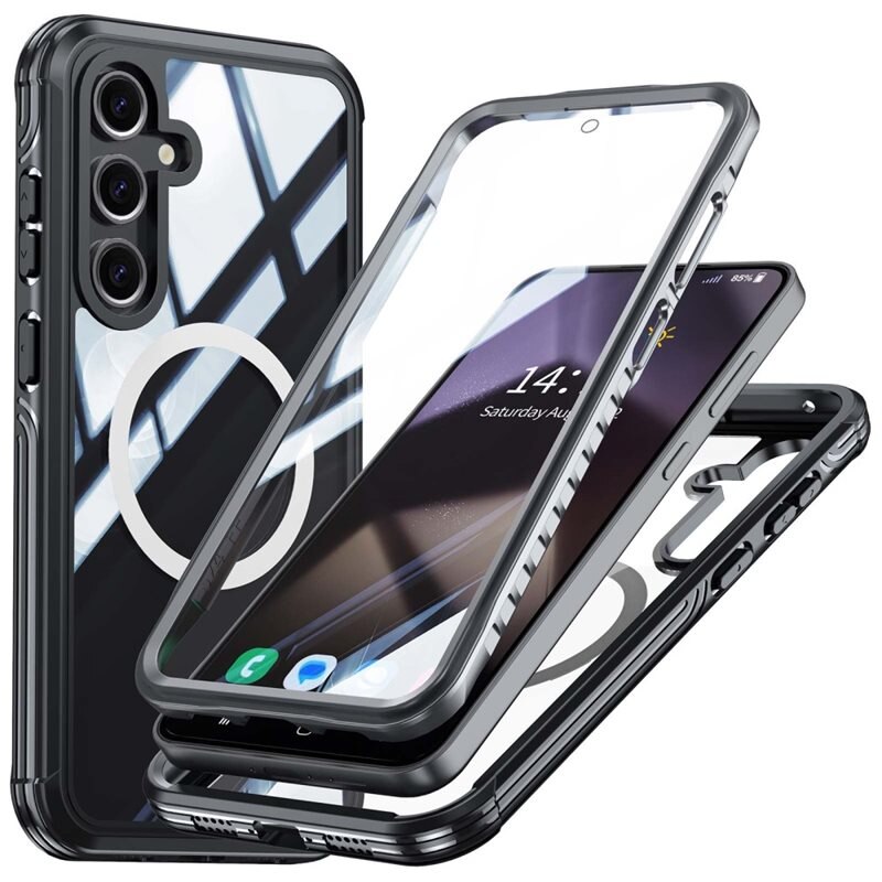 Premium Full Protection Case Samsung Galaxy S25 Black - Heldekkende deksel med herdet glass skjermbeskyttelse
