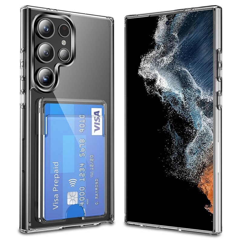Hybriddeksel Kortholder Samsung Galaxy S25 Ultra Gjennomsiktig - Praktiskt deksel med kortlomme