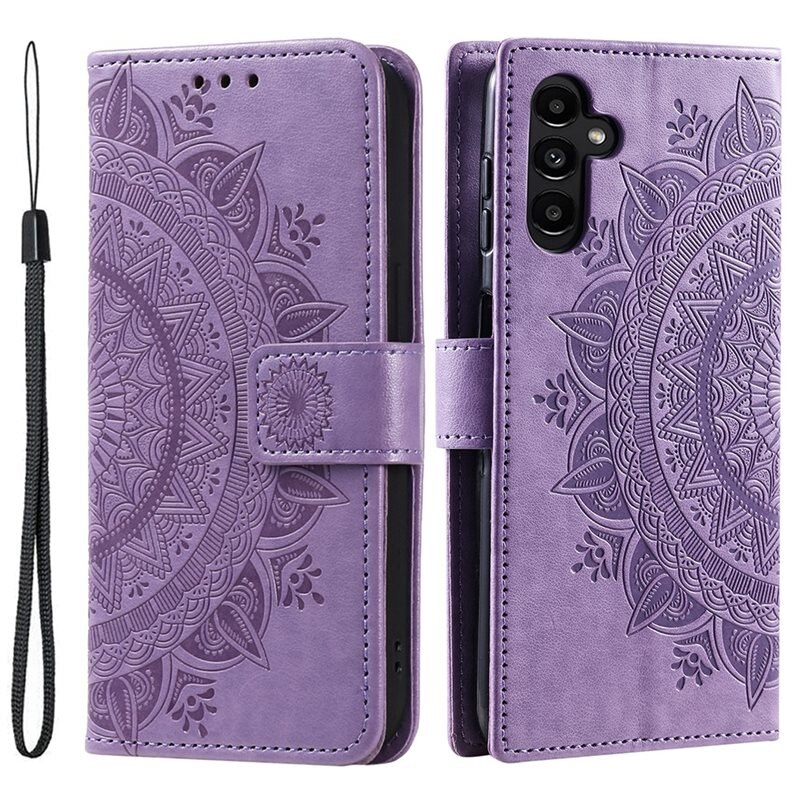 Lærveske Mandala Samsung Galaxy A36 lilla - Fint lommeboketui med mønster