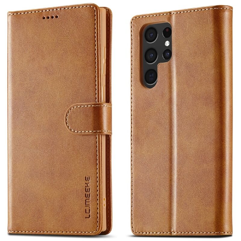 LC.IMEEKE Lommebokdeksel Samsung Galaxy S25 Ultra cognac - Mobilveske med stilig design