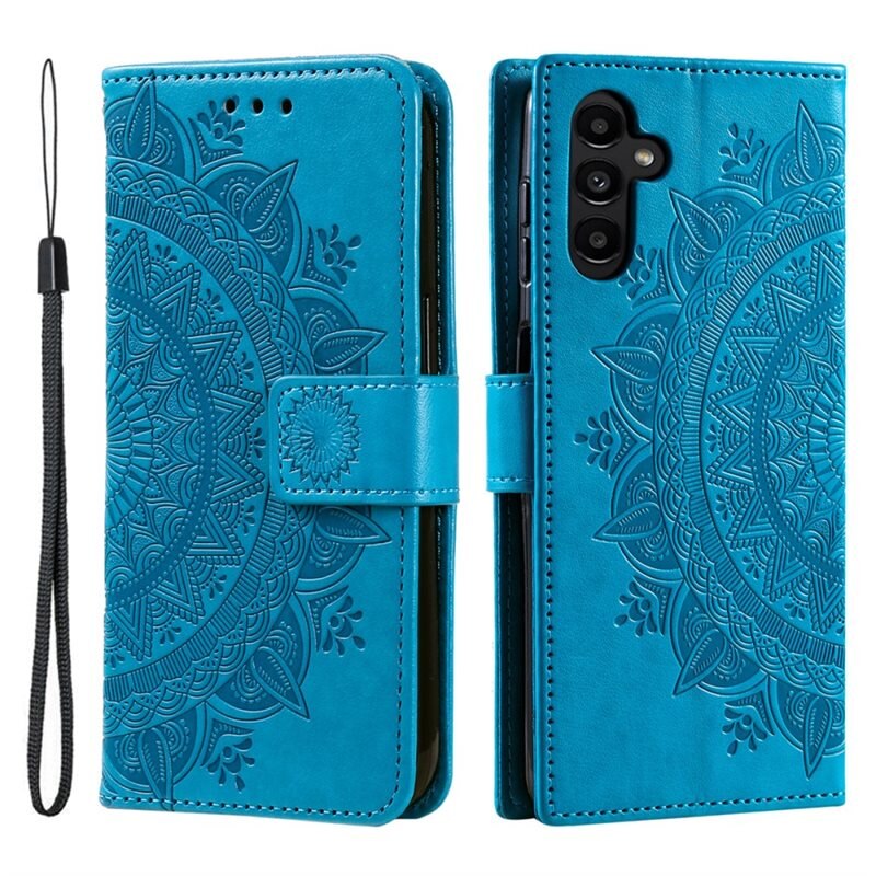 Lærveske Mandala Samsung Galaxy A56 blå - Fint lommeboketui med mønster