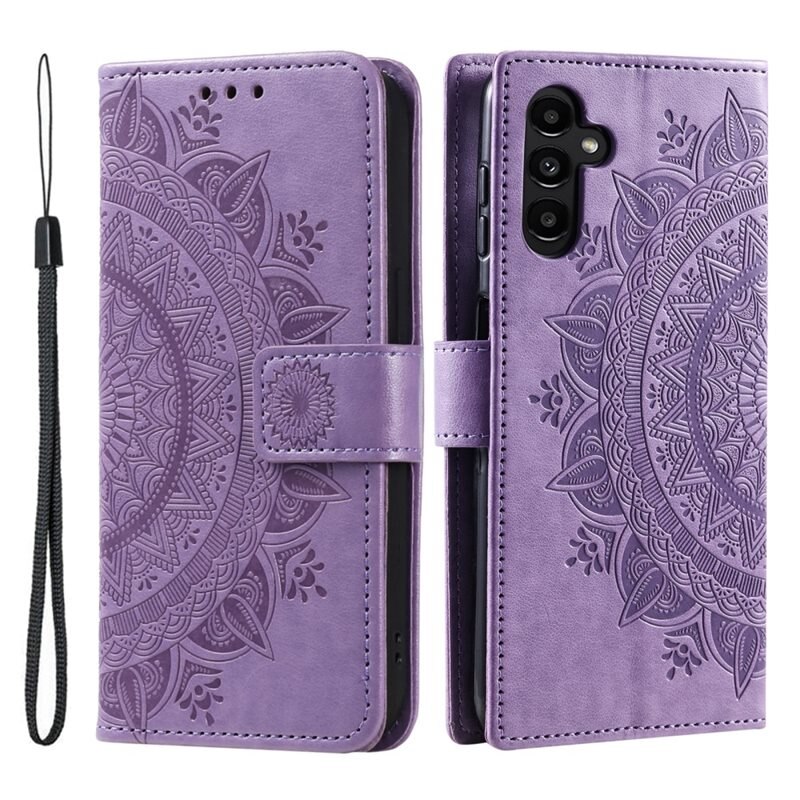 Lærveske Mandala Samsung Galaxy A56 lilla - Fint lommeboketui med mønster
