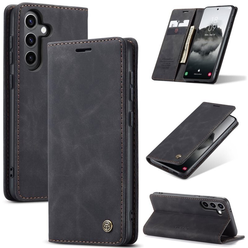 CaseMe Slim Lommebokveske Samsung Galaxy S25 Plus Svart - Tynt mobildeksel med lommebok