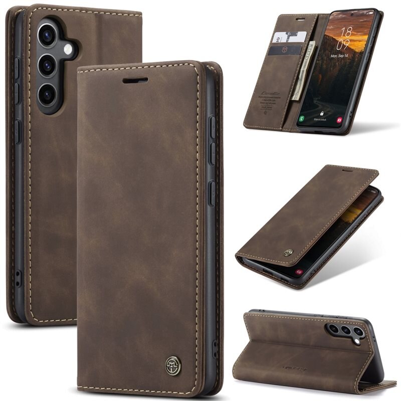 CaseMe Slim Lommebokveske Samsung Galaxy S25 Plus Brun - Tynt mobildeksel med lommebok