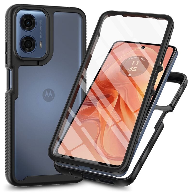 Full Protection Case Motorola Moto G35 Svart - Heldekkende deksel med skjermbeskyttelse