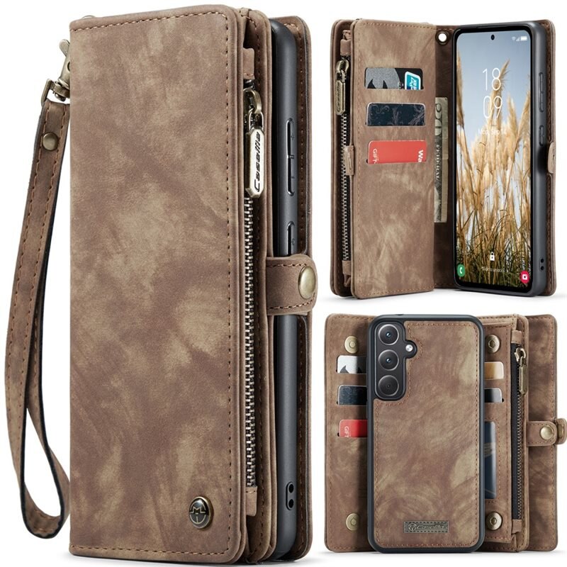 CaseMe Multi-slot Lommeboksetui Samsung Galaxy A36 Brun - Mobildeksel med ekstra mange kortplasser - Kortholder