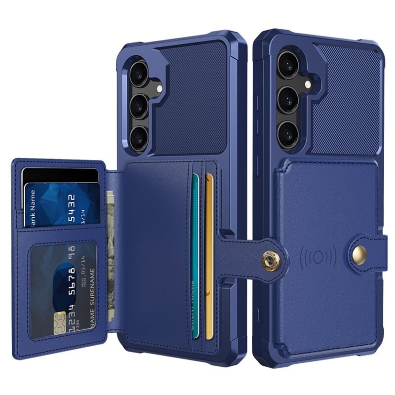 Tough Multi-slot Deksel Samsung Galaxy S25 Plus Blå - Mobildeksel med praktisk kortspor og lommebok
