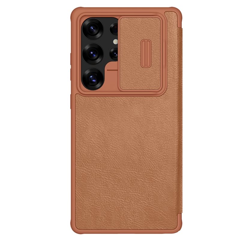 Nillkin Qin Pro CamShield Samsung Galaxy S25 Ultra Brown - Lommebokdeksel med kamerabeskyttelse