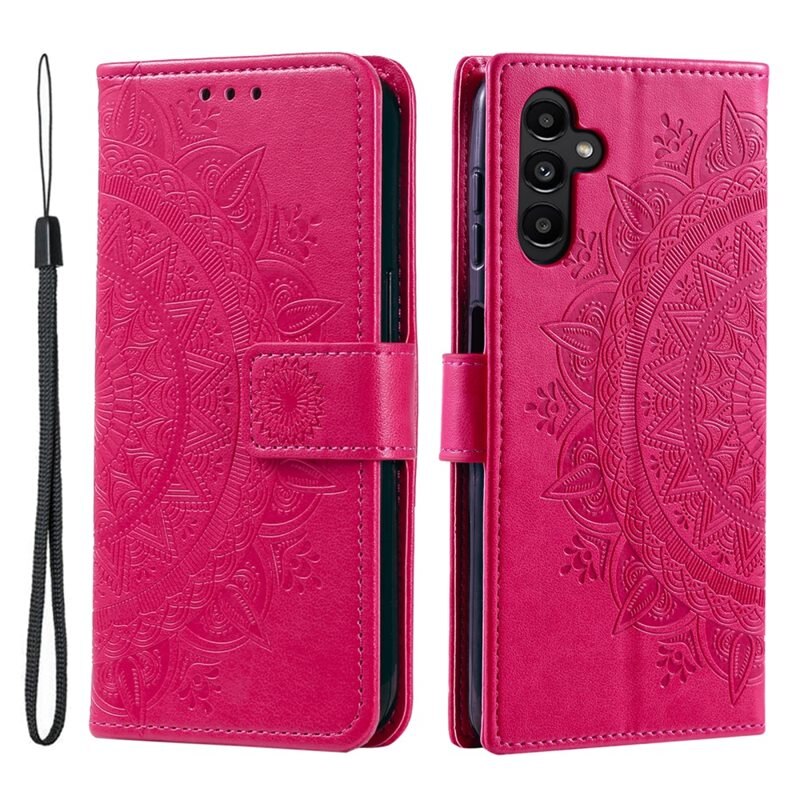 Lærveske Mandala Samsung Galaxy A26 Cerise - Fint lommeboketui med mønster