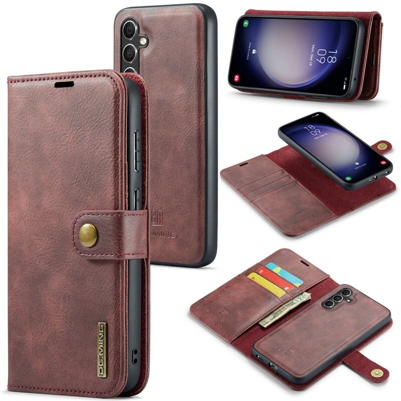 DG.MING Magnet Wallet Samsung Galaxy A56 Red - Stilrent lær-etui med avtagbart magnetisk deksel