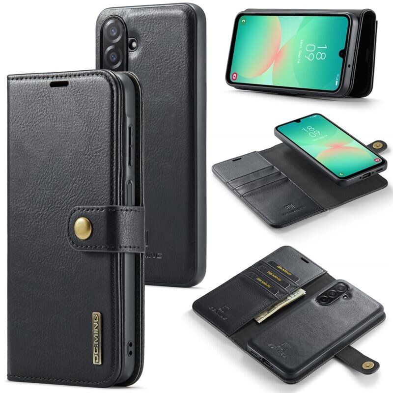 DG.MING Magnet Wallet Samsung Galaxy A26 Black - Stilrent lær-etui med avtagbart magnetisk deksel