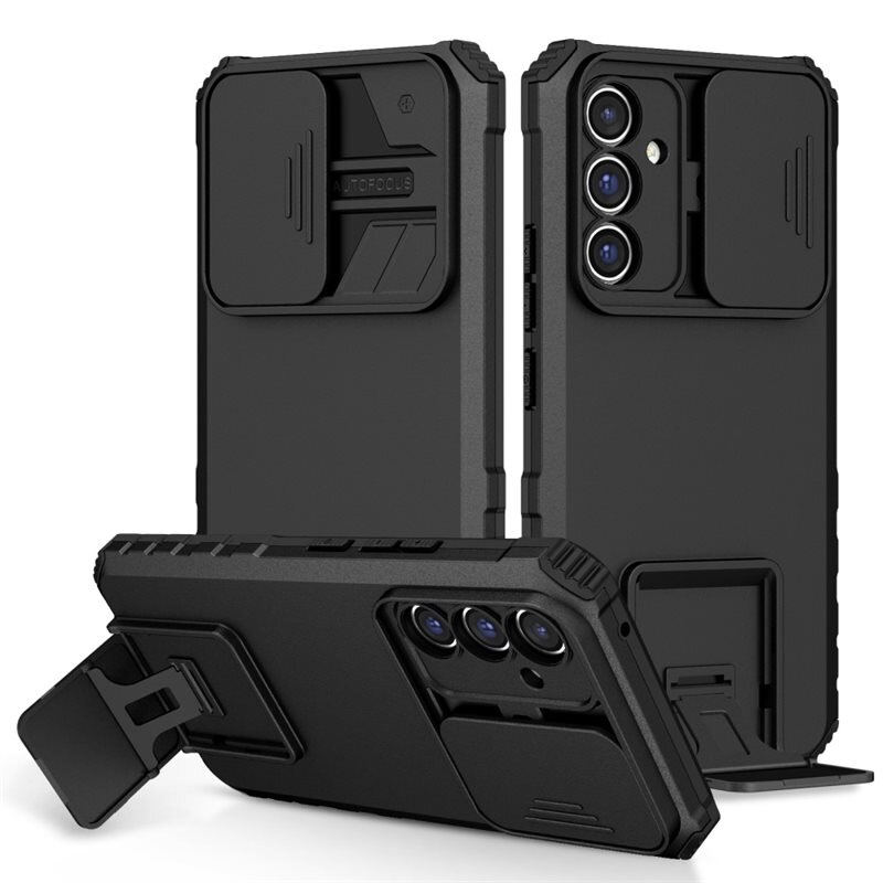 Samsung Galaxy A56 Kickstand Deksel kamerabeskyttelse Svart - Kamerahull og utfellbart støtte