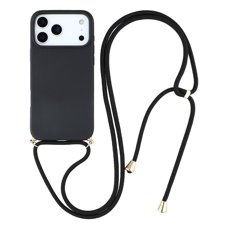 Deksel Halskjede iPhone 17 Pro Max svart - Mobildeksel med praktisk bærerem