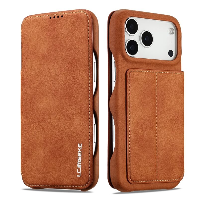 LC.IMEEKE Slim Lommebokdeksel iPhone 17 Pro Cognac