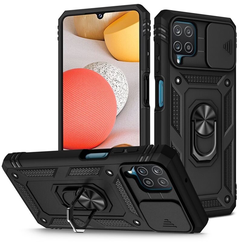 Hybriddeksel Ring + Kamerabeskyttelse Samsung Galaxy A42 5G Svart - Kul deksel med kamerahull