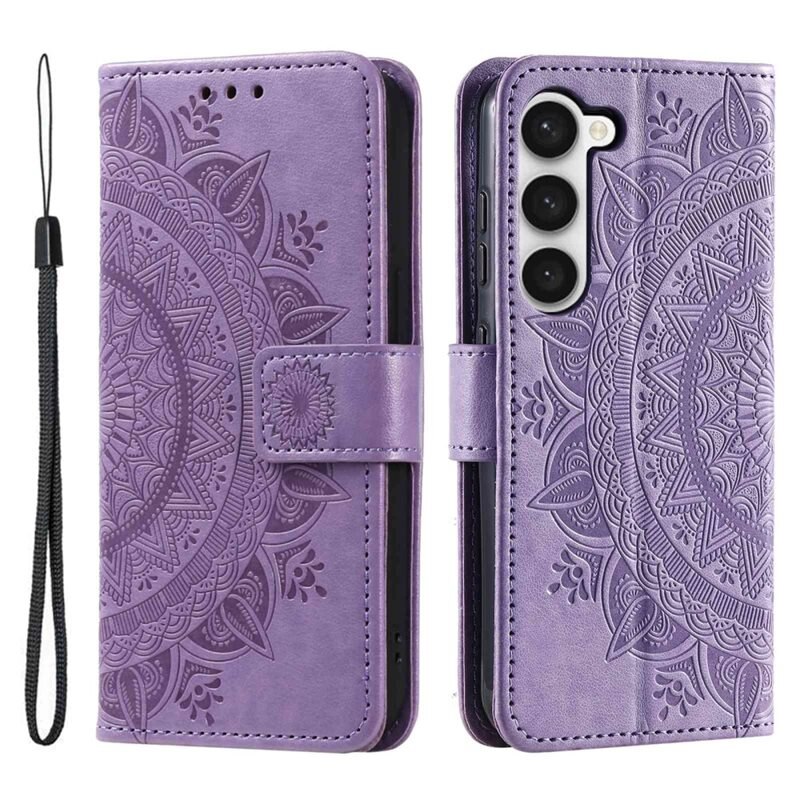 Lærveske Mandala Samsung Galaxy S23 Plus lilla - Fint lommeboketui med mønster