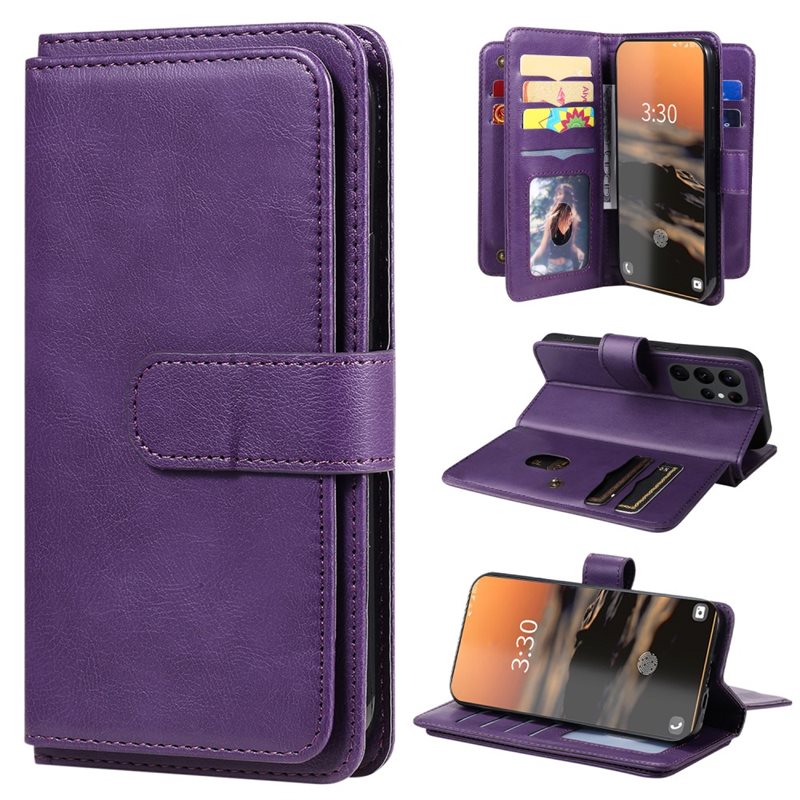 Lommeboketui Multi-slot Samsung Galaxy S23 Ultra lilla - Pungdeksel med mange kortspor