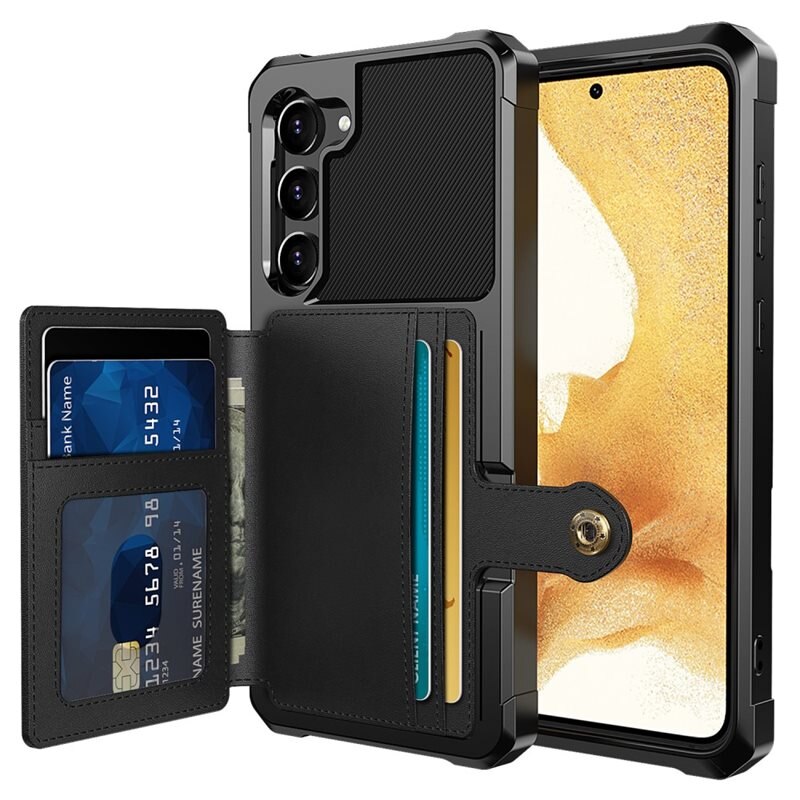 Tough Multi-slot Deksel Samsung Galaxy S23 Svart - Mobildeksel med praktisk kortspor og lommebok