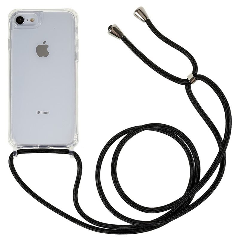 Deksel Halskjede iPhone SE (2020) gjennomsiktig - Mobildeksel med praktisk bærerem