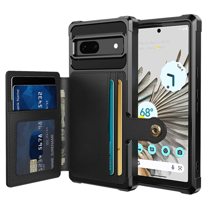 Tough Multi-slot Deksel Google Pixel 7a Svart - Mobildeksel med praktisk kortspor og lommebok