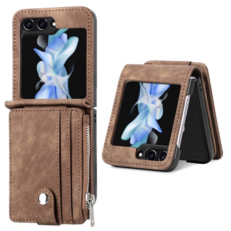 Mobilveske Multi-slot Zipper Samsung Galaxy Z Flip 6 brun