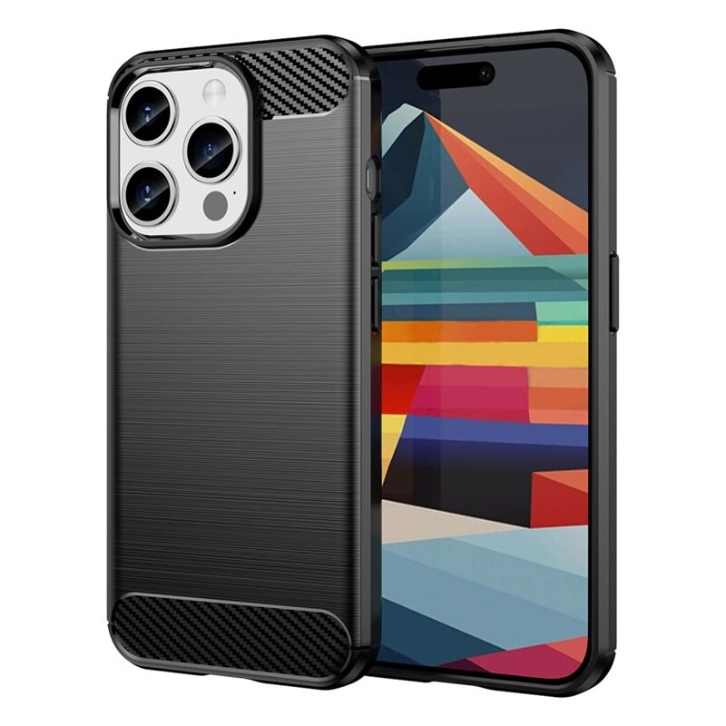 tectTech iPhone 15 Pro Max Deksel TPU Brushed Svart - Mobildeksel