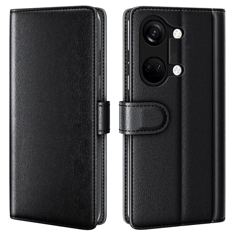 Ekte Lærveske OnePlus Nord 3 Svart - Stilfullt lommeboketui med plass for sedler og kort