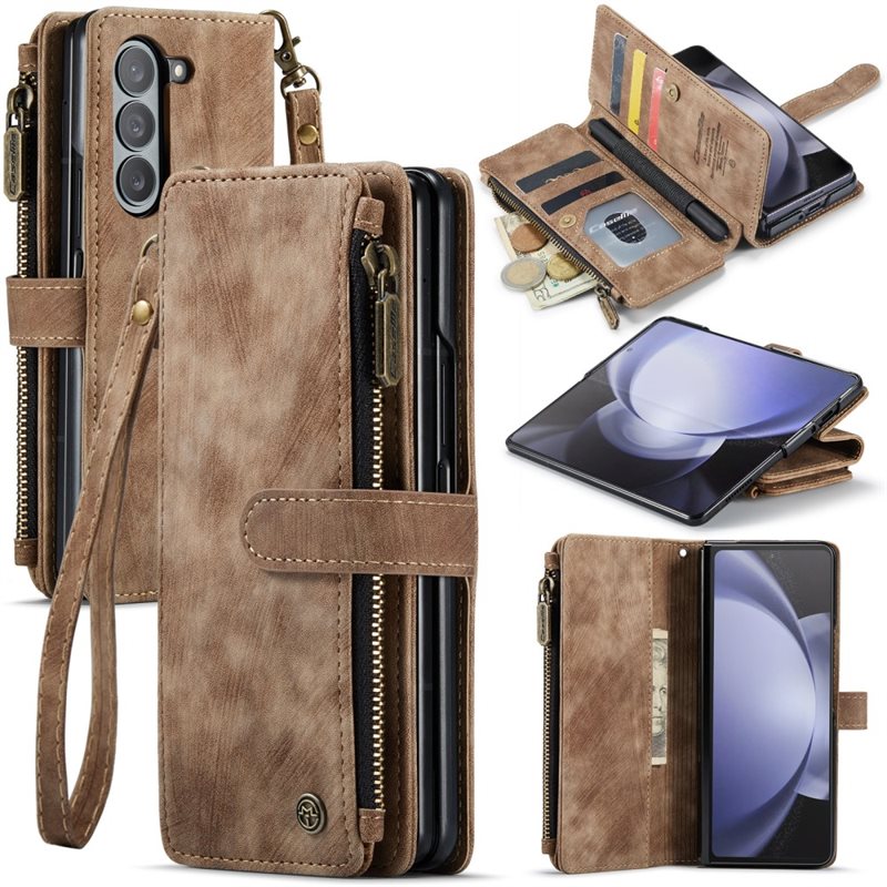 CaseMe Zipper Wallet Samsung Galaxy Z Fold 5 brun