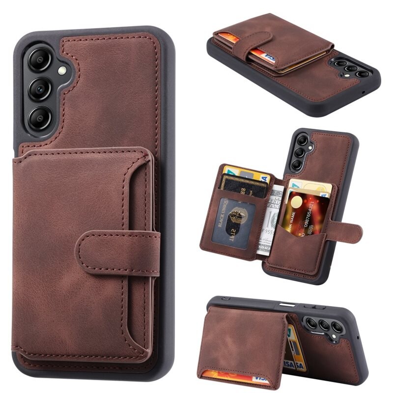 RFID blocking Multi-slot Deksel Samsung Galaxy S23 FE brun - Deksel med innebygd lommebok, RFID-beskyttelse