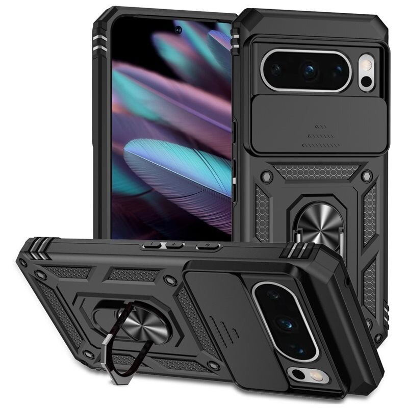 Hybriddeksel Ring + Kamerabeskyttelse Google Pixel 8 Pro Svart - Kul deksel med kamerahull