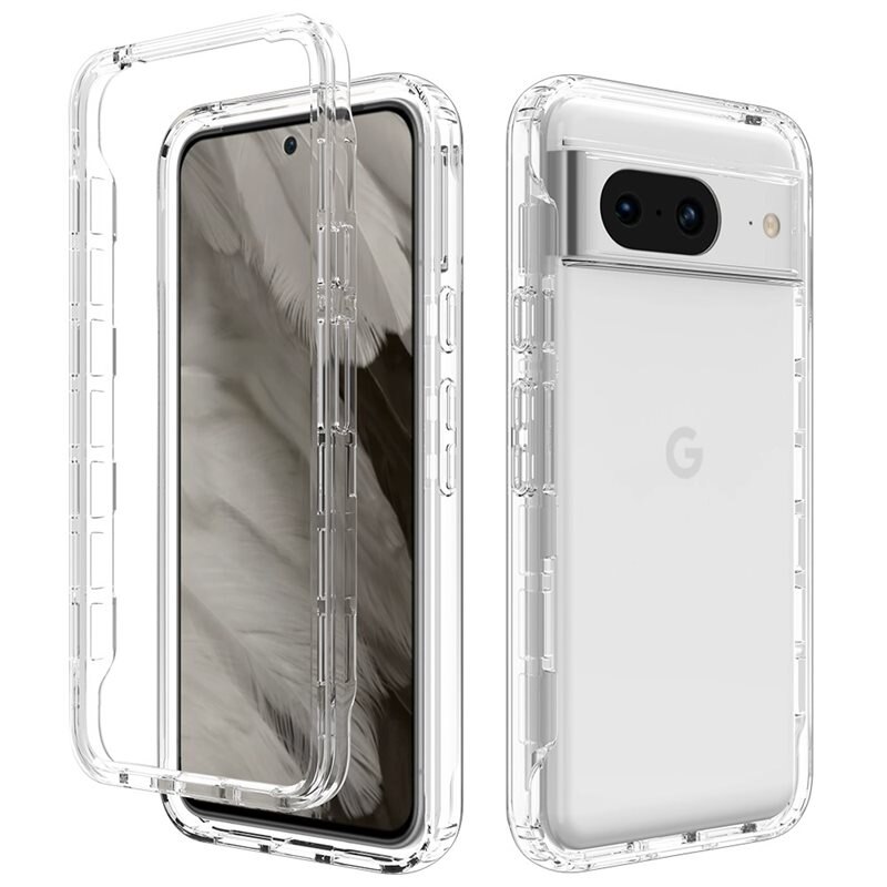 Full Cover Deksel Google Pixel 8 Gjennomsiktig - Heldekkende mobildeksel i to lag