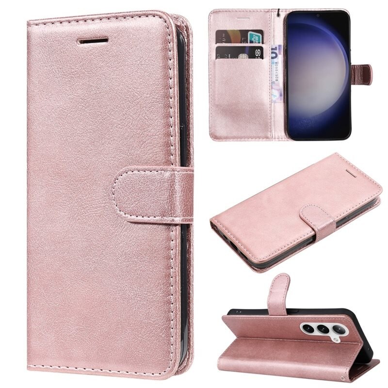 Lommebokdeksel Samsung Galaxy S25 Plus rosa - Mobilveske med kortlomme og seddellomme.
