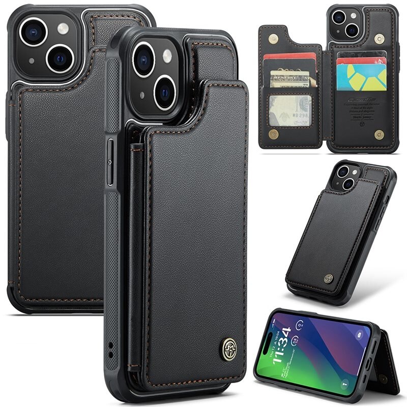 CaseMe RFID blocking Lommebokdeksel iPhone 15 Plus svart