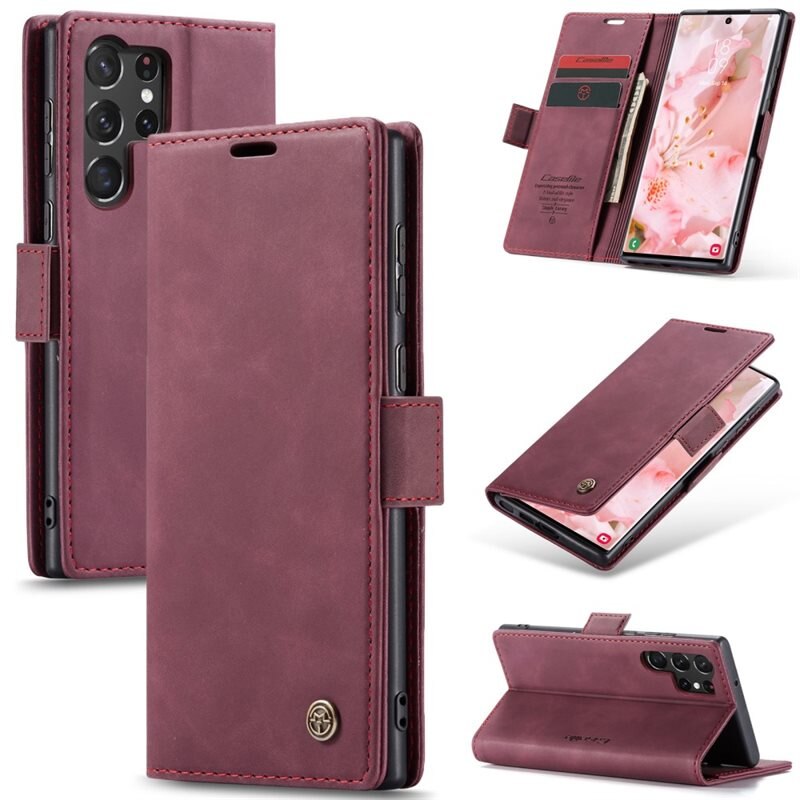 CaseMe Slim Lommebokveske Samsung Galaxy S24 Ultra Rød - Tynt mobildeksel med lommebok