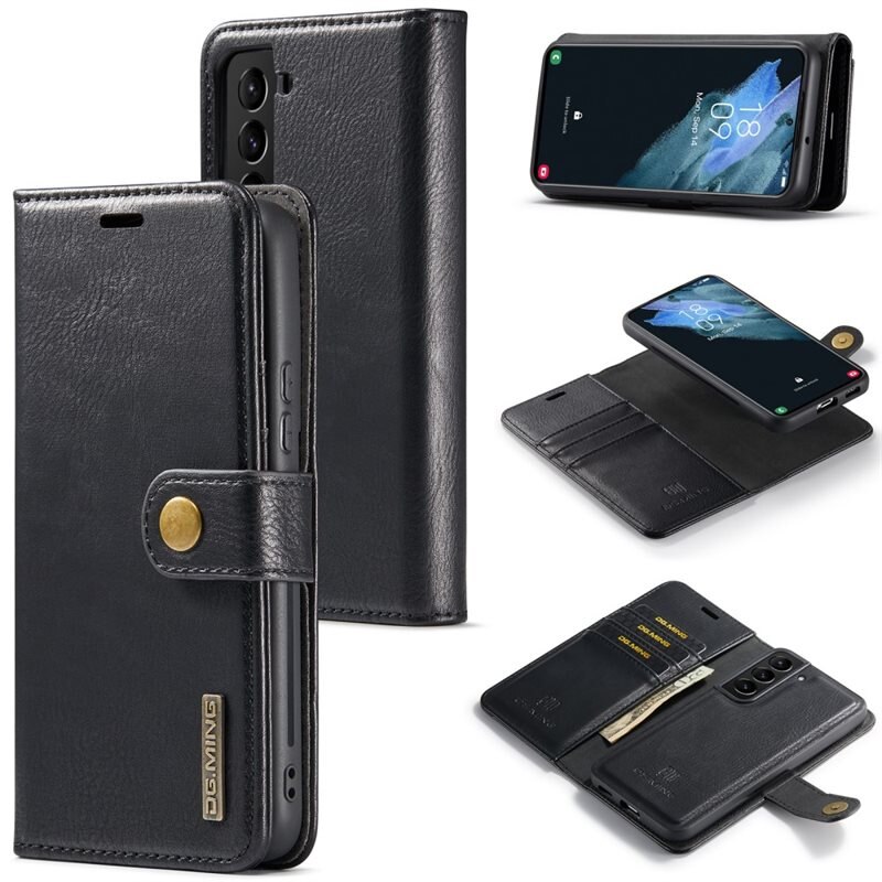 DG.MING Magnet Wallet Samsung Galaxy S24 Black - Stilrent lær-etui med avtagbart magnetisk deksel