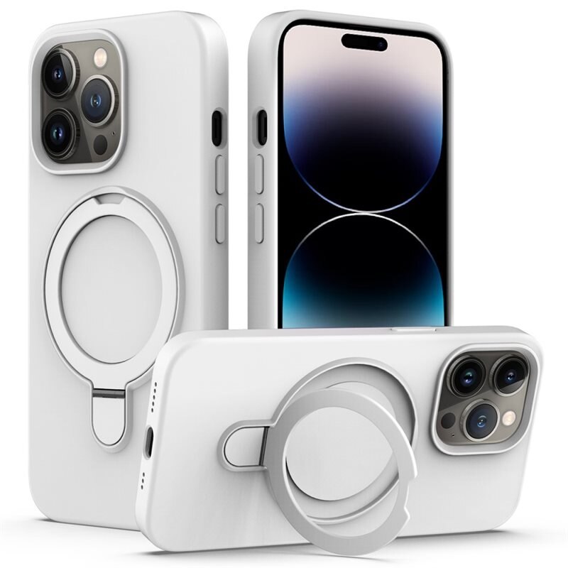 Deksel Silikon Kickstand MagSafe iPhone 14 Pro Max hvit