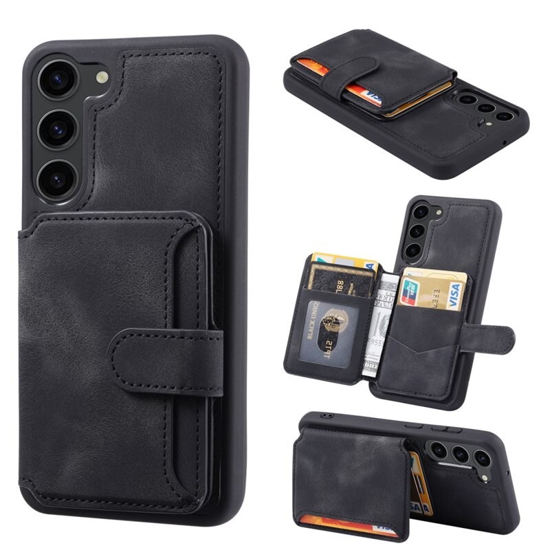 RFID blocking Multi-slot Deksel Samsung Galaxy S24 svart - Deksel med innebygd lommebok, RFID-beskyttelse