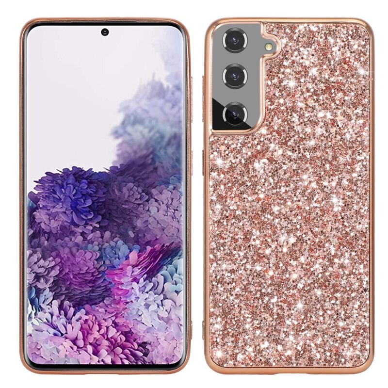 Glitterdeksel Samsung Galaxy S24 rosegull - Fint, glitrende mobildeksel