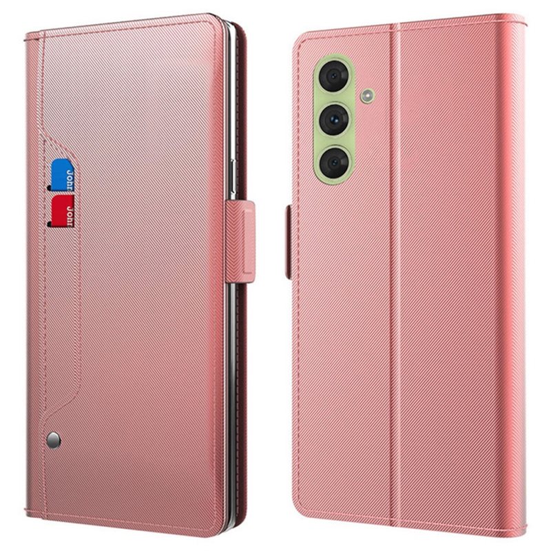 Lommebokdeksel Speil Samsung Galaxy S25 Plus rosa gull - Pengepungdeksel med kortlomme