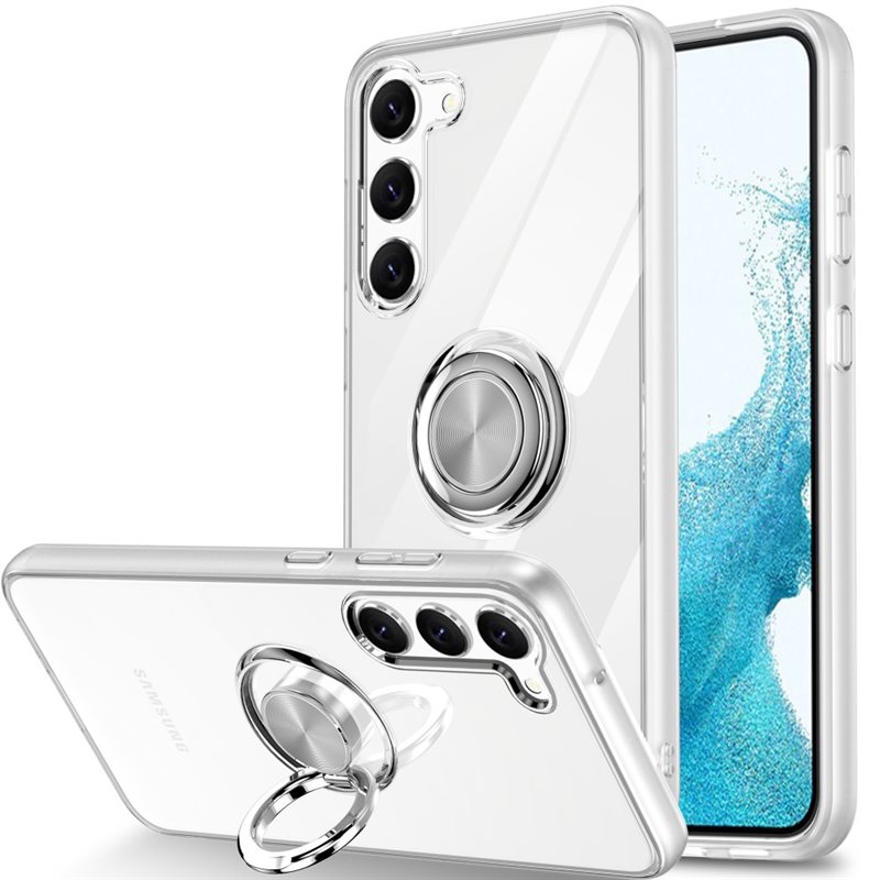 TPU Deksel Finger Ring Kickstand Samsung Galaxy S24 gjennomsiktig - Mobildeksel med fingerholder