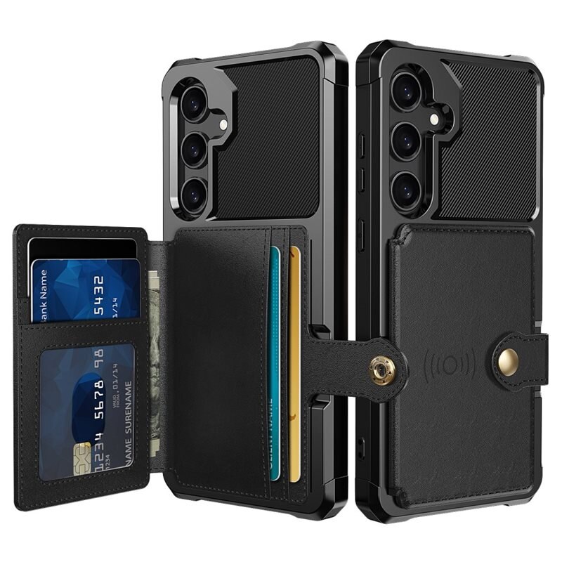 Tough Multi-slot Deksel Samsung Galaxy S24 FE Svart - Mobildeksel med praktisk kortspor og lommebok