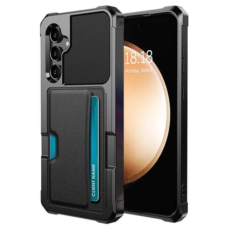 Tough Card Case Samsung Galaxy A55 svart - Ekstra støtsikkert deksel med lett tilgjengelig kortlomme for mobiltelefon