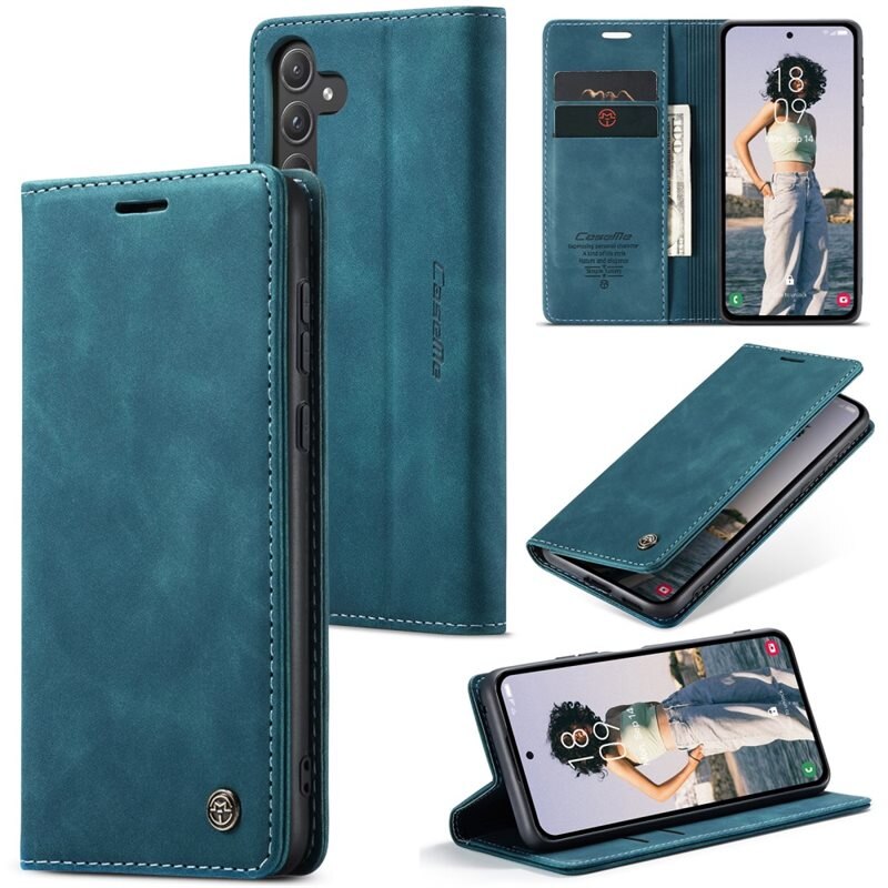 CaseMe Slim Lommebokveske Samsung Galaxy A55 Blå - Tynt mobildeksel med lommebok