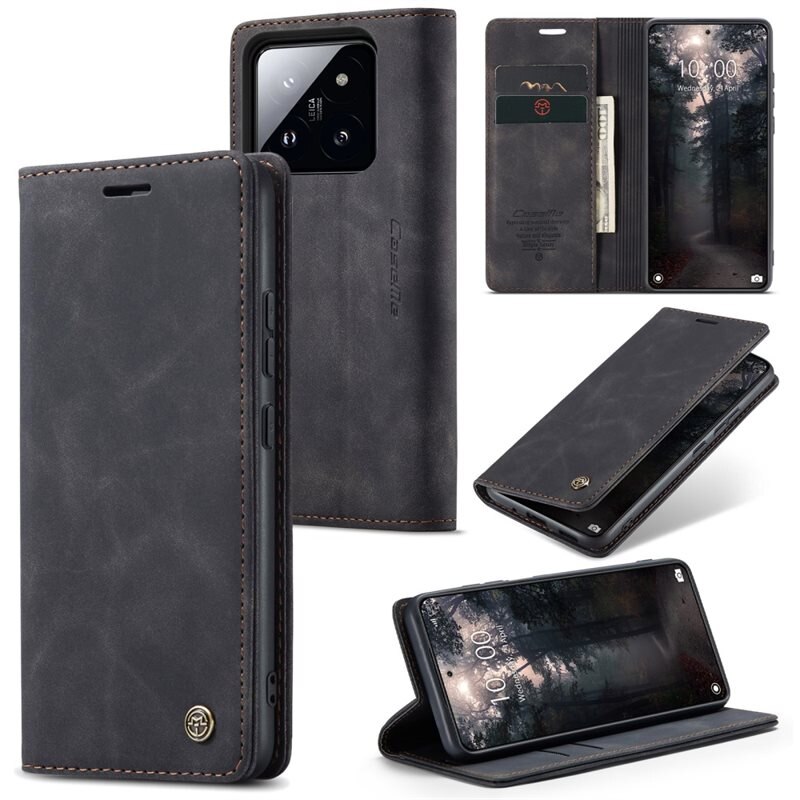 CaseMe Slim Lommebokveske Xiaomi 14 Svart - Tynt mobildeksel med lommebok