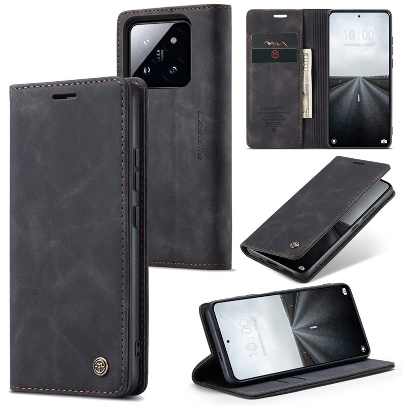 CaseMe Slim Lommebokveske Xiaomi 14 Pro Svart - Tynt mobildeksel med lommebok