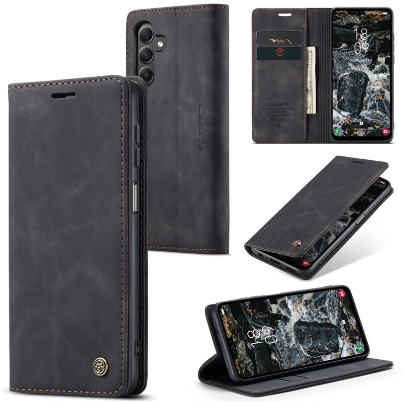 CaseMe Slim Lommebokveske Samsung Galaxy A25 Svart - Tynt mobildeksel med lommebok