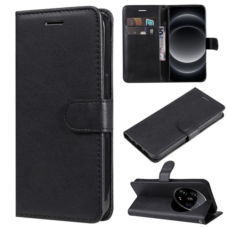 Lommebokdeksel Xiaomi 14 Ultra svart - Mobilveske med kortlomme og seddellomme.