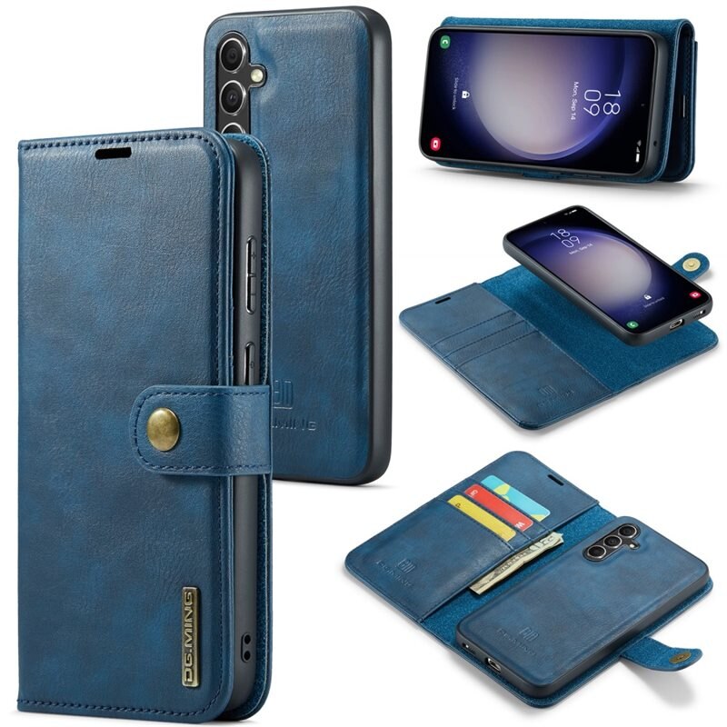 DG.MING Magnet Wallet Samsung Galaxy A55 Blue - Stilrent lær-etui med avtagbart magnetisk deksel