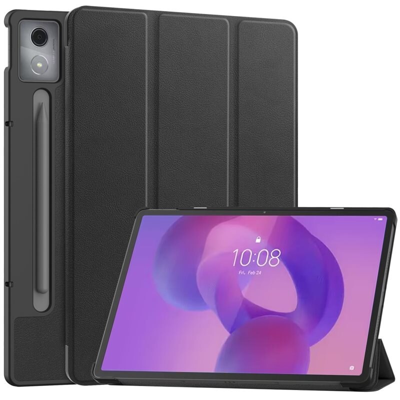 Etui Tri-fold Lenovo Idea Tab Pro Svart - Beskyttende deksel med støttefunksjon